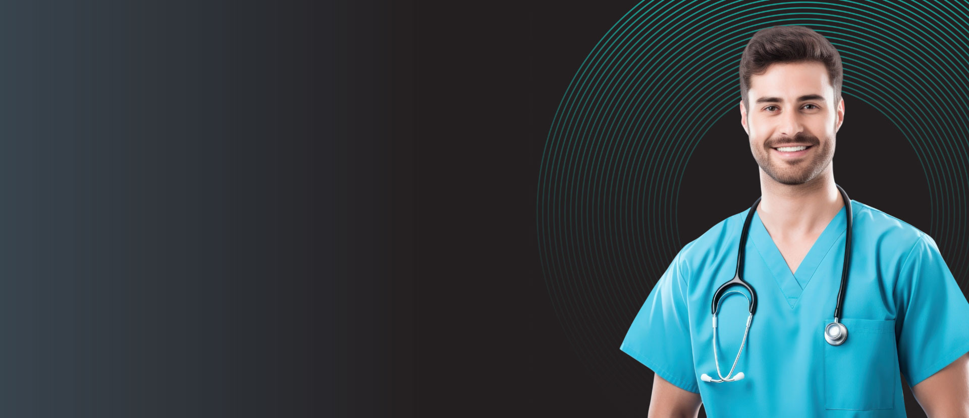 an NHS worker on a plain background