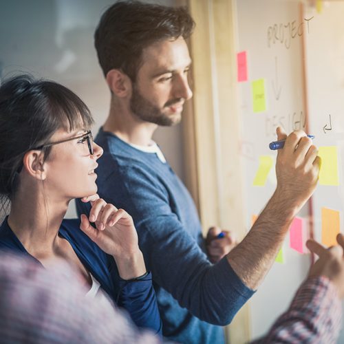 Young creative business people meeting at office creating a Commercial-Delivery-Partner-Service