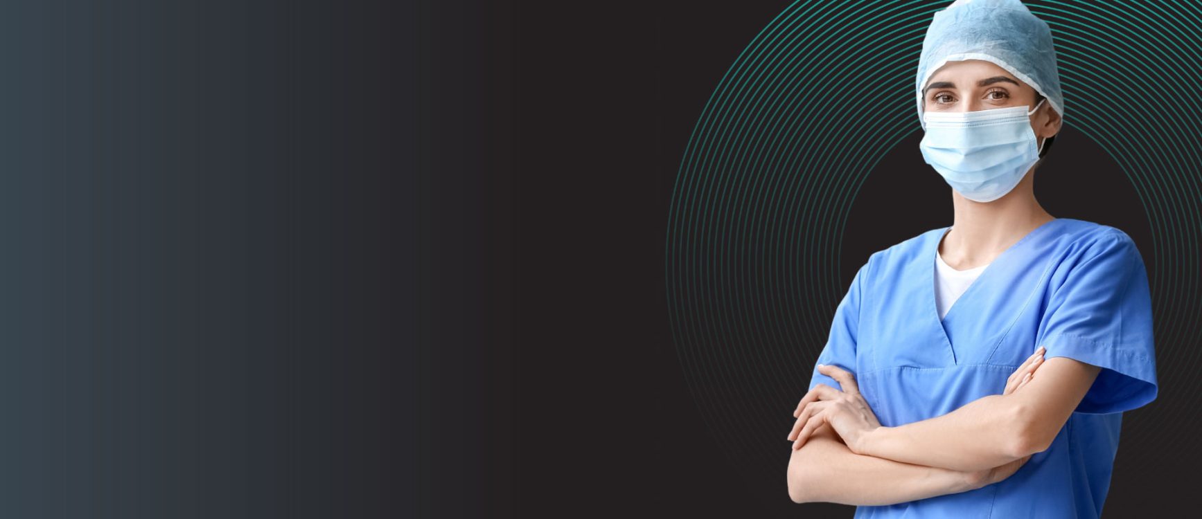 a doctor wearing surgical clothes on an abstract background