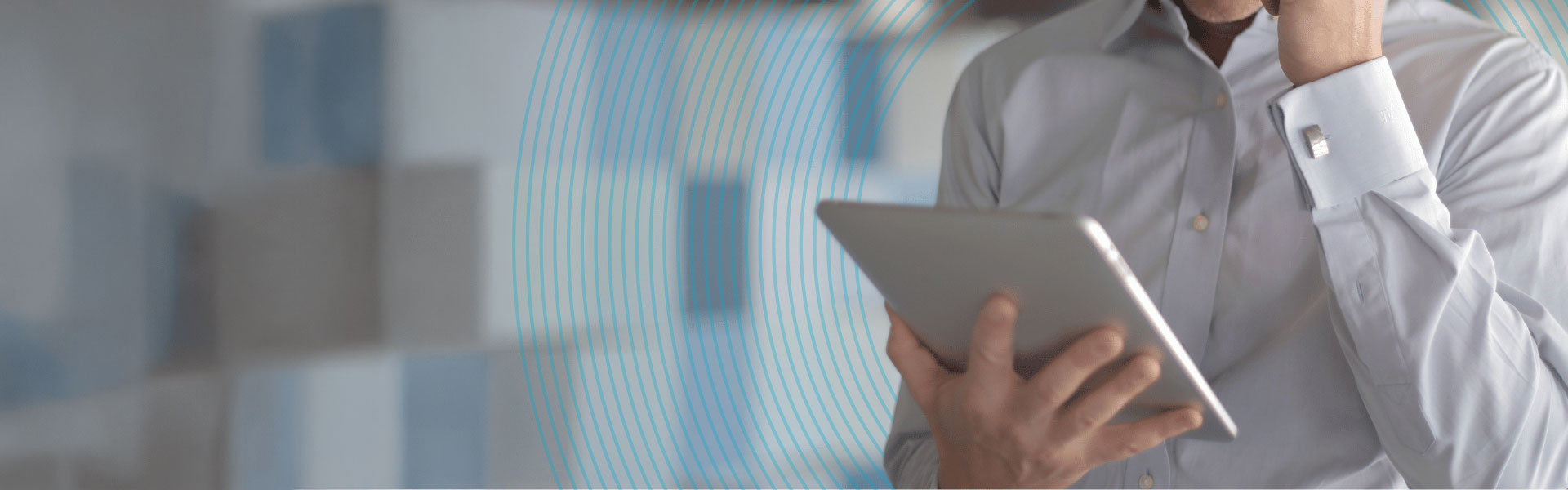 Business man on tablet