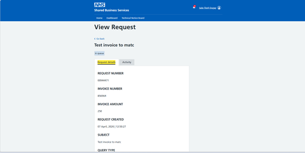 View request SBS one