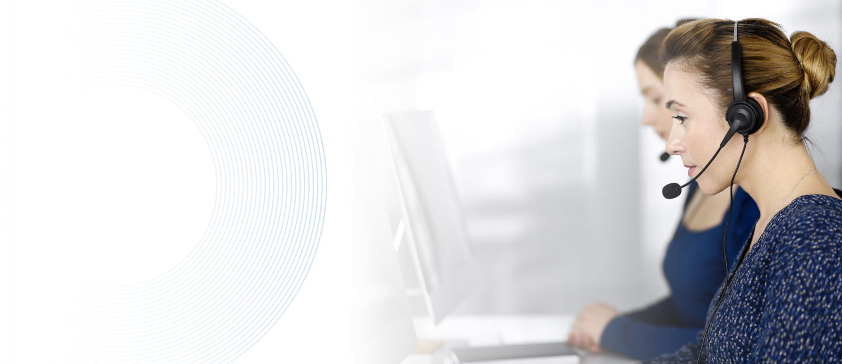 women using telephone headsets helping nhs employees