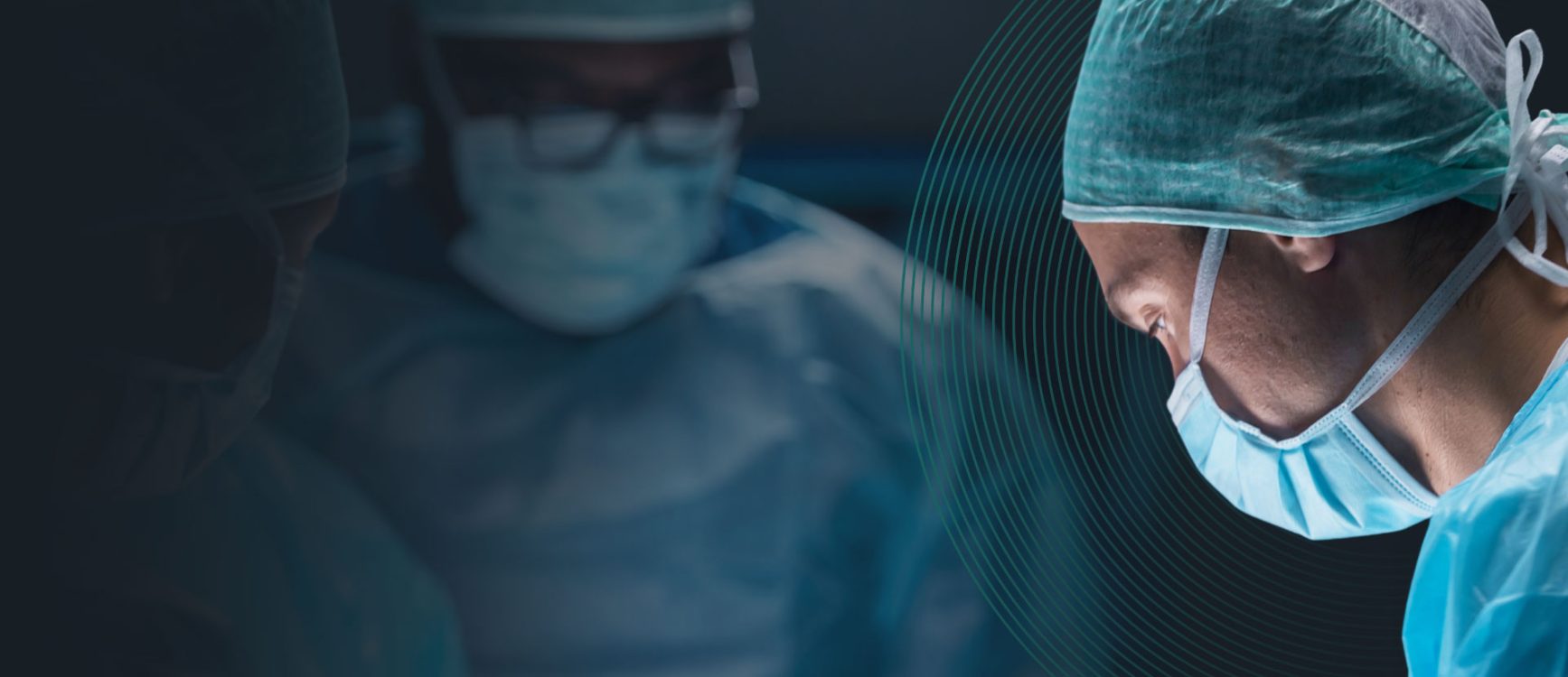 a close up of an NHS surgeons face in theatre