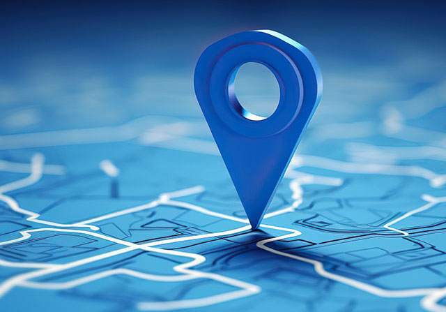 Blue location symbol pin icon sign or navigation