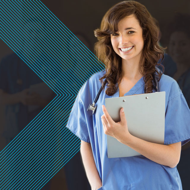 a young nurse holding patients records and notes