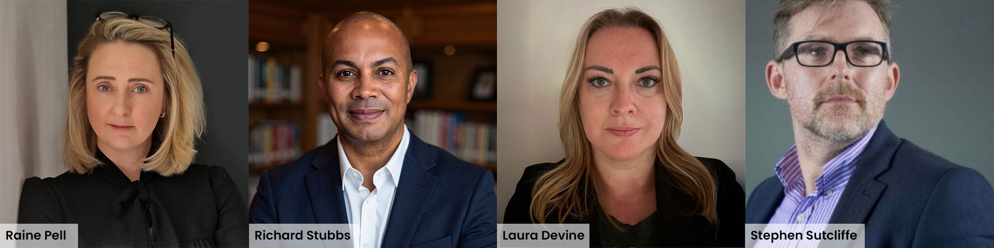 the four speakers from the The NHS of tomorrow - embedding shared services for lasting transformation, Raine Pell, Richard Stubbs, Laura Devine, Stephen Sutcliffe